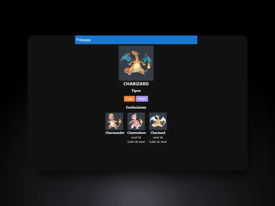 Captura de Aplicación de Pokémon